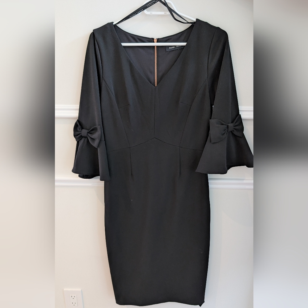 Ivanka Trump Black Long Sleeve Dress with Bow Accents
